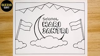 Menggambar Poster Hari Santri Yang Mudah Dan Simpel  Menggambar Poster Hari Santri Nasional 2025