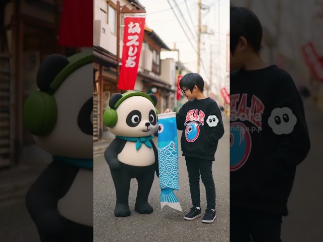 オシャレ⁉️ファッション🧣ストール😎だと思ったら〇〇だった😳カワイイアニメ【パンダの日常】 #ショートアニメ #カワイイ #鯉のぼり