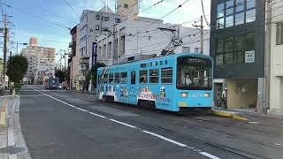 阪堺電車モ601形7編成天王寺駅前行きとモ501形愛車5編成チャギントンラッピング恵美須町行きとモ501形愛車1編成浜寺駅前行き発着発車シーン