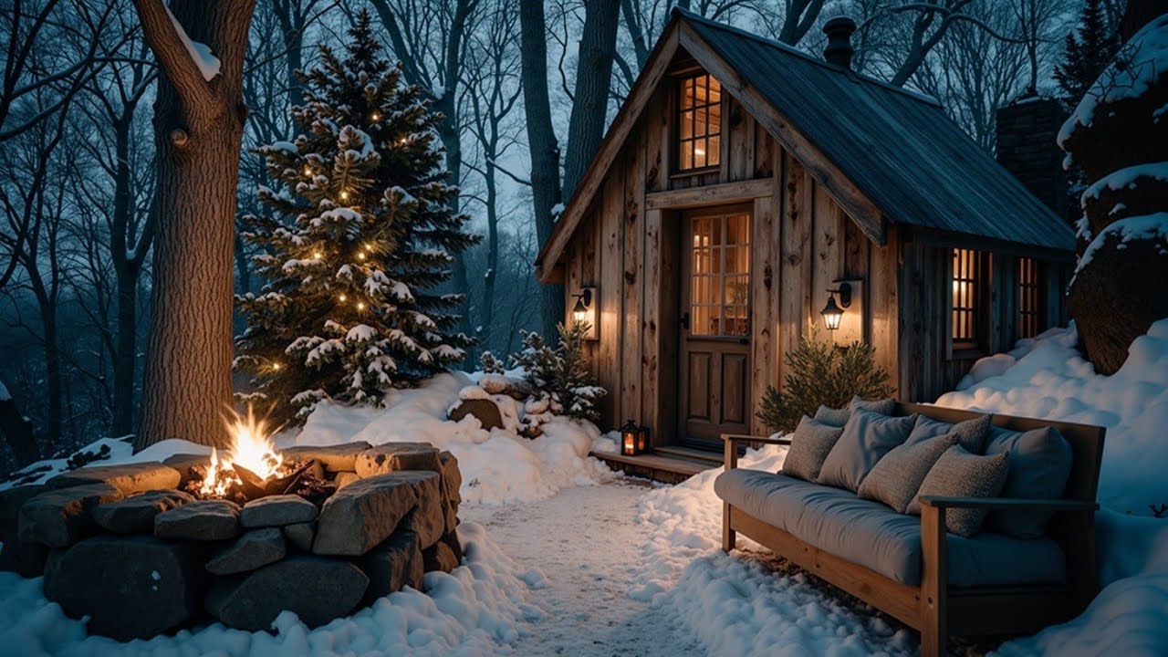 Уютный зимний ночной джаз для расслабления | Джаз у камина | Атмосфера деревенской хижины