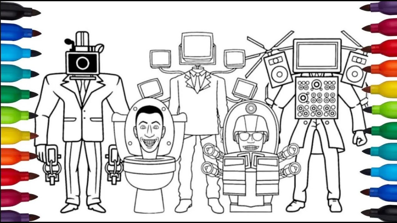 SKIBIDI TOILET New Coloring Pages | How to color TitanMan Cameraman & Titan TV Man | NCS Music 
