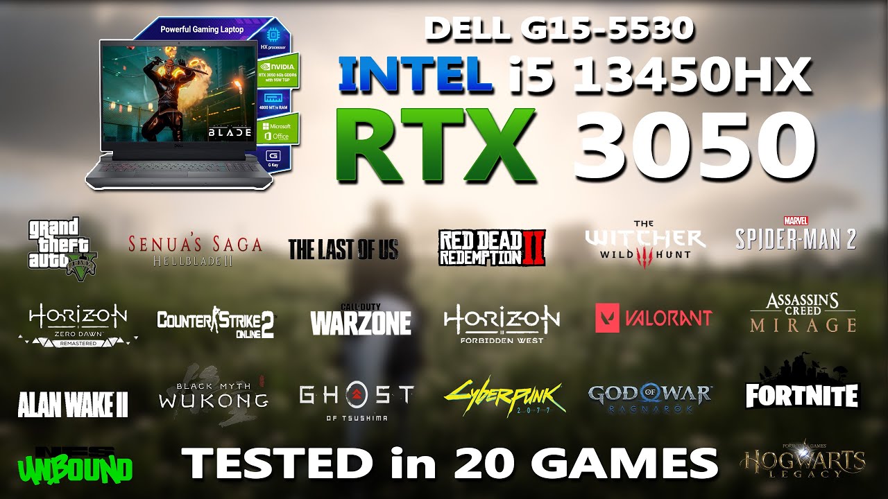 DELL G15-5530- INTEL i5 13450HX + RTX 3050 Игровой тест | Протестировано в 20 играх | RTX 3050 |