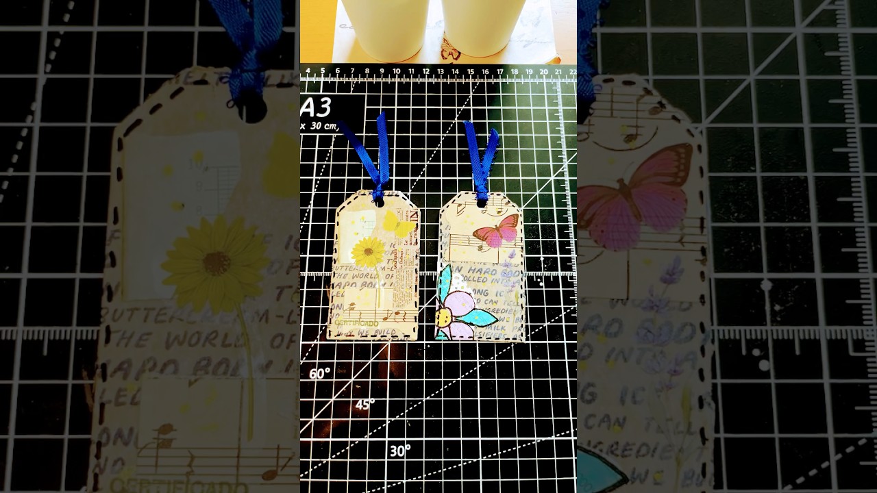 Using a Jeni’s ice cream napkin to decorate tags for junk journals! 