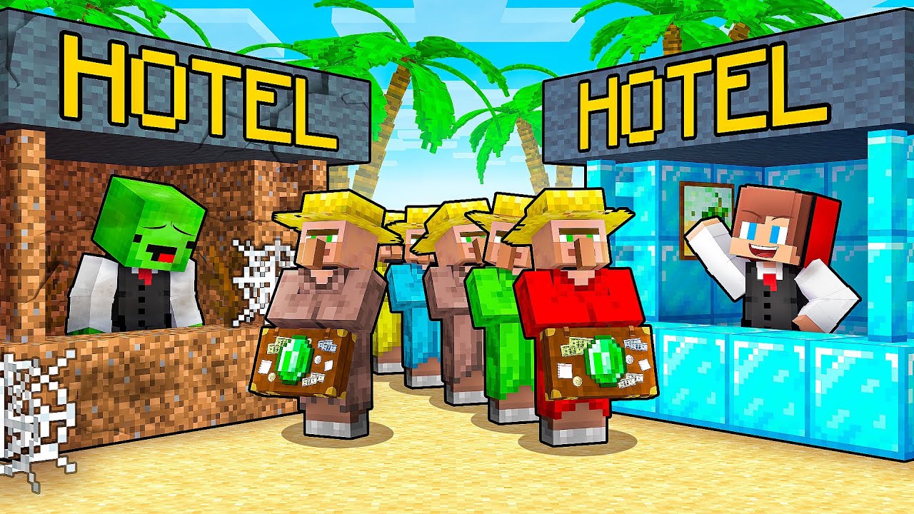 JJ and Mikey: POOR vs RICH Hotel Battle in Minecraft - Maizen