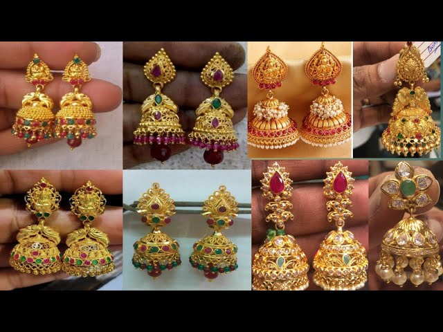 22K Gold Jhumkas (Buttalu) - Gold Dangle Earrings with Beads (Temple  Jewellery) - 235-GJH2640 in 10.150 Grams