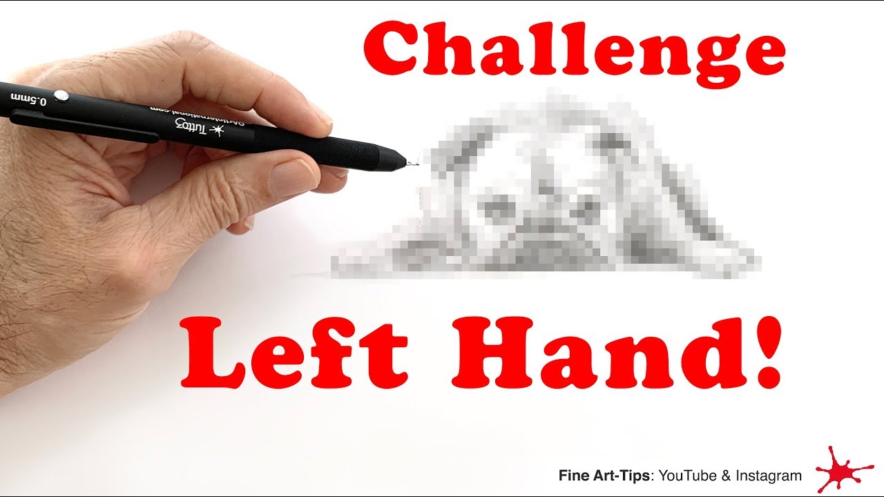 Challenge: Drawing With the Left Hand! - A French Bulldog