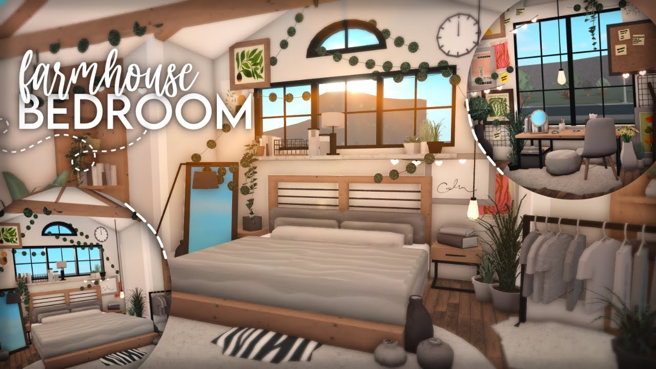Bloxburg | Detailed Farmhouse Bedroom | 50k | Speedbuild - YouTube