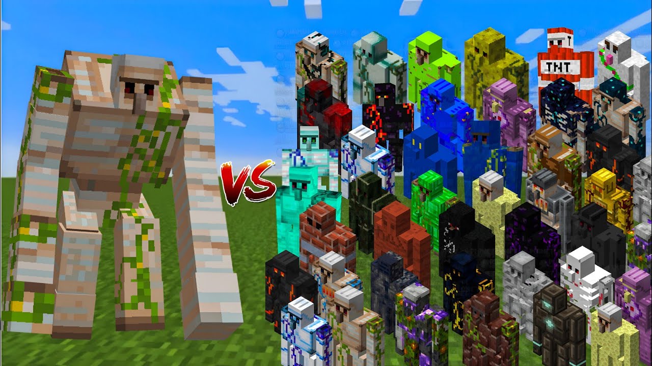 ALL EXTRA GOLEM VS MUTANT IRON GOLEM FIGHT IN MINECRAFT ( Mobs Battle ...