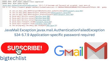 Javax.mail.authentication failed exception | Username & Password not accepted Authentication failed