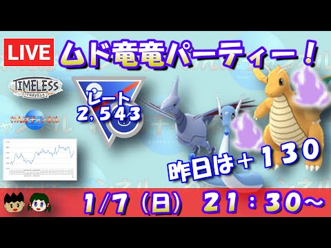 【ポケGO】ムド竜竜で挑む！昨日はレート+130！！レート：2,543～【SLリミックス】【GBL】 #ポケモンGO