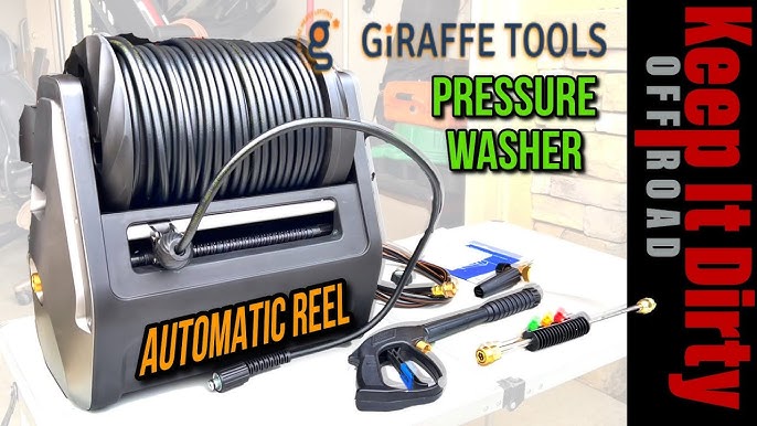 Giraffe Tools Grandfalls Pressure Washer Plus Soft, Electric Pressure  Washer Wall Mount, 100ft Retractable Pressure Washer Reel, 4 Quick Connect  Nozzles, Foam Cannon, Cleaning Patios, Cars, Driveways 