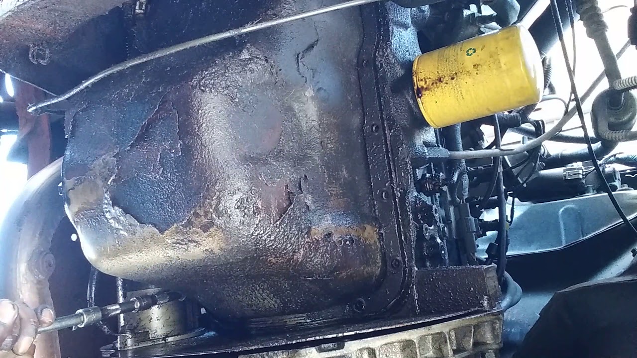 96 F150 straight 6 cylinder engine oil pan gasket removal part 1 YouTube