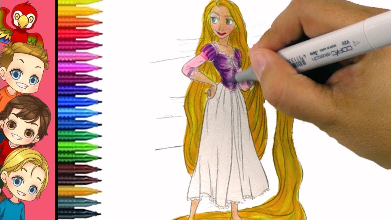 Coloring Rapunzel Coloring Book From Disney | Speed Coloring By MyTubePM