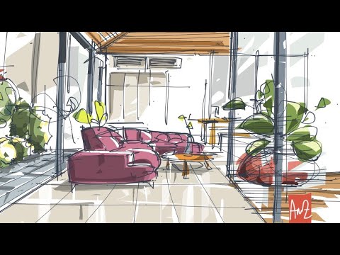 Concepts app / Interior sketch practice. - YouTube