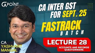 CA/CMA/CS Inter IDT | Free Fasttrack Batch | Lecture - 28 | Accounts And Records - Questionnaire Lec