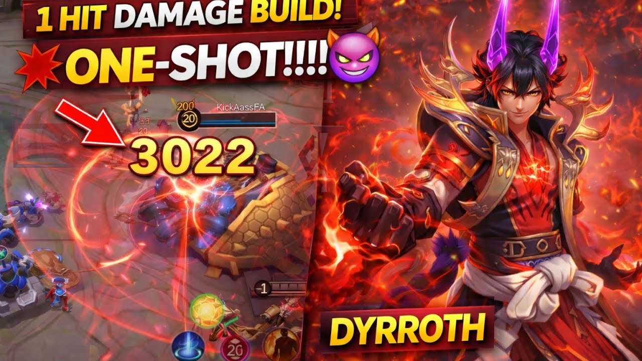 INSANE Dyrroth Damage Build 🔥 ONE SHOT | Full Domination MLBB