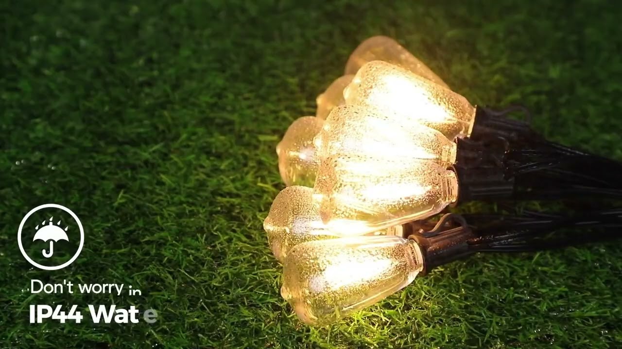 ST38 Luzes de corda para áreas externas, guirlanda, conectável, à prova d