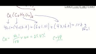 47 & 48. Percent composition of calcium acetate, Ca(C2H3O2)2 | Mass of H in 124 g calcium acetate
