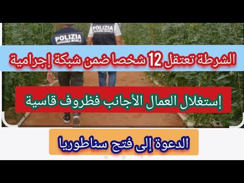 الشرطة الإيطالية تعتقل 12 شخصا ضمن شبكة إجرامية إستغلال العمال الأجانب فظروف قاسية حملة إعتقالات