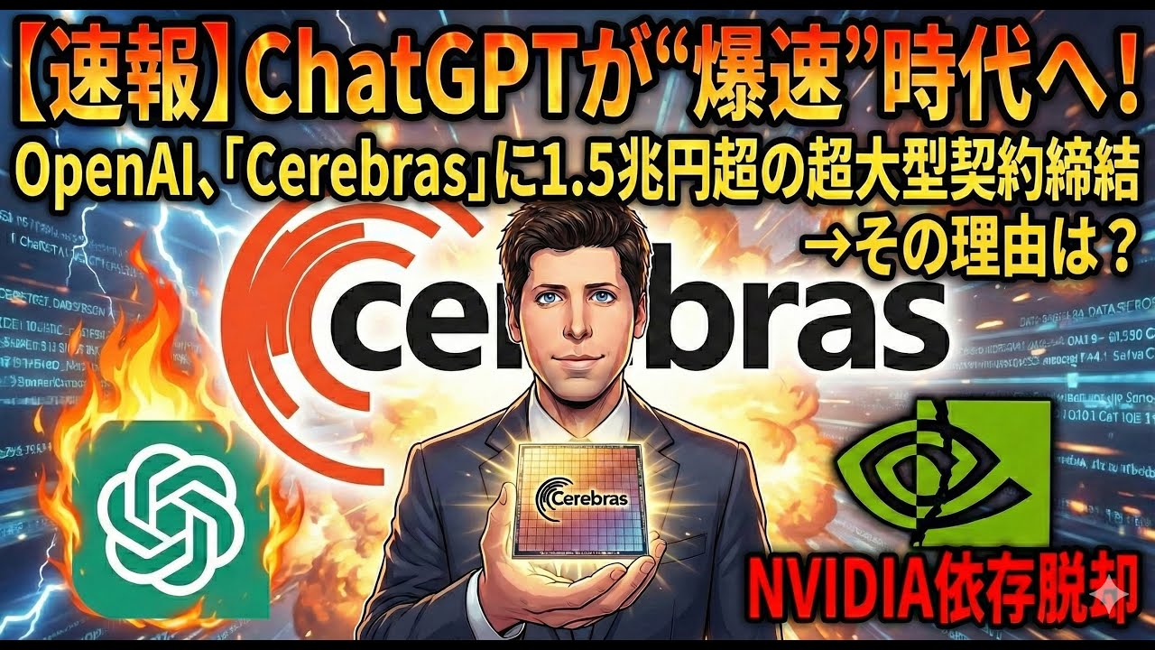 【速報】ChatGPTが“爆速”時代へ！ OpenAI、「Cerebras」に1.5兆円超の超大型契約締結→その理由は？