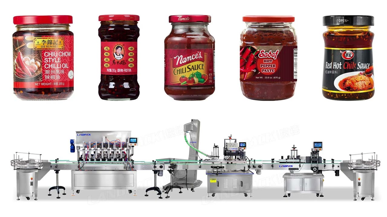 automatic chili jam syrup hot bottle tomato fish sauce filling capping machine