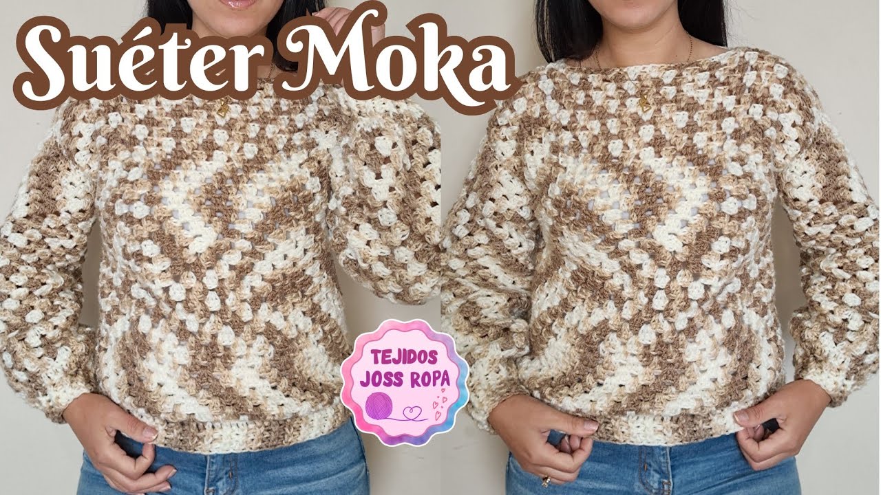 Suéter Moka tejido con cuatro grannys a crochet | Tejidos Joss Ropa |