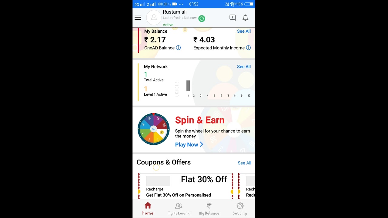 Onead app to earn money in paytm wallet and refer friends into lots of money