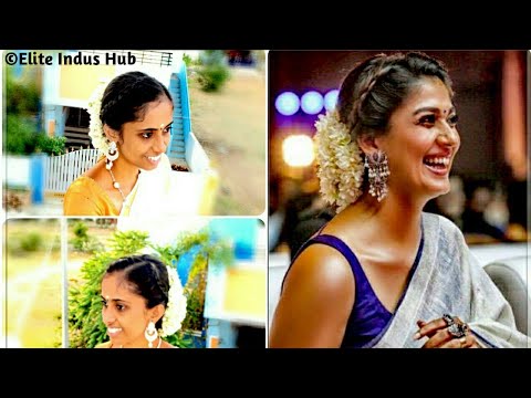 Dutch Braided Bun  Bridal Bun with Flowers  Nayanthara 