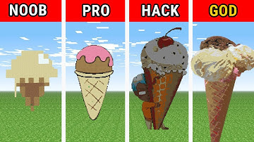 MINECRAFT― NOOB vs PRO vs HACKER vs GOD ― Minecraft Pixel art ―  ICE CREAM