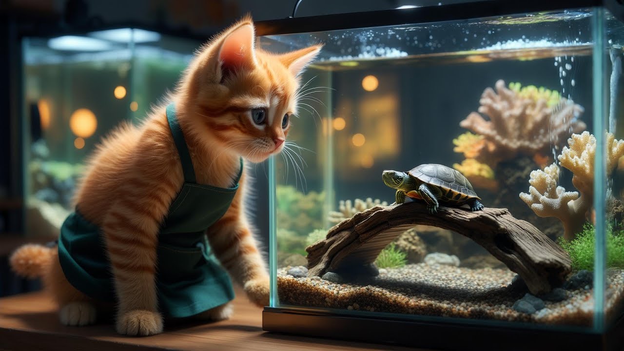 🐟 Маленький Котёнок — Хранитель Аквариума 🐾 | Очаровательная История Кота и Котёнка в Зоомагазине