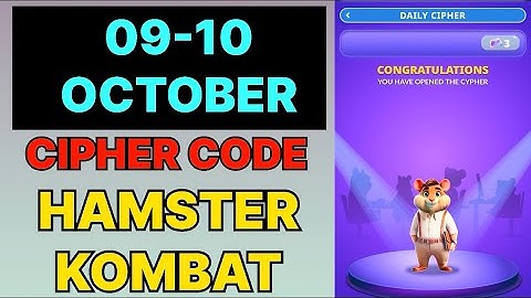Hamster Kombat Dev Game Daily Cipher 09 & 10 October | Hamster Kombat Daily Cipher Code 09 October