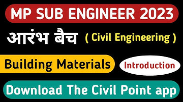 Mp Sub Engineer Vacancy 2023|Complete Course |Arambh Batch|Building Material and ConcreteTechnology