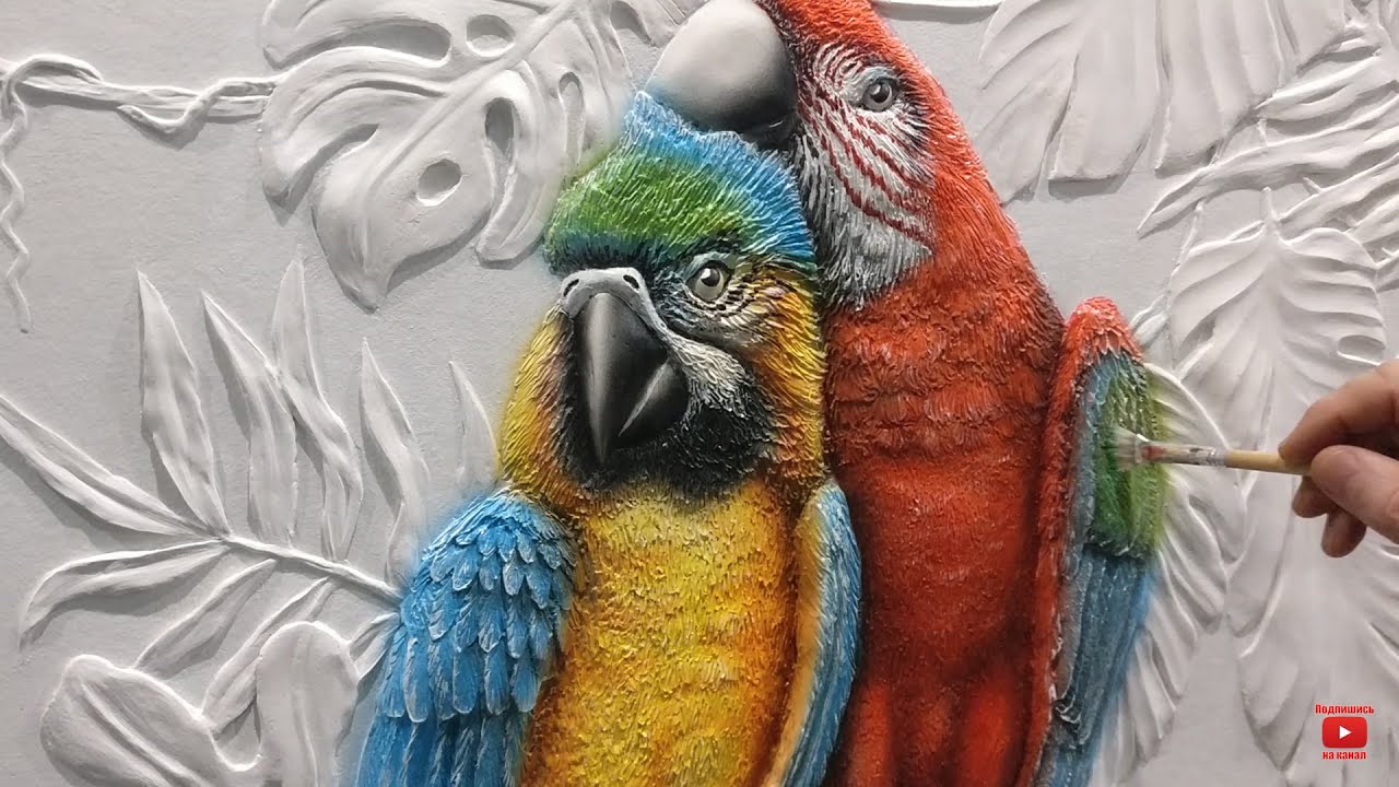 Барельеф. ПАПУГАИ-КРУТАЯ ИДЕЯ ДЛЯ ИНТЕРЬЕРА! Процесс изготовления! часть 2