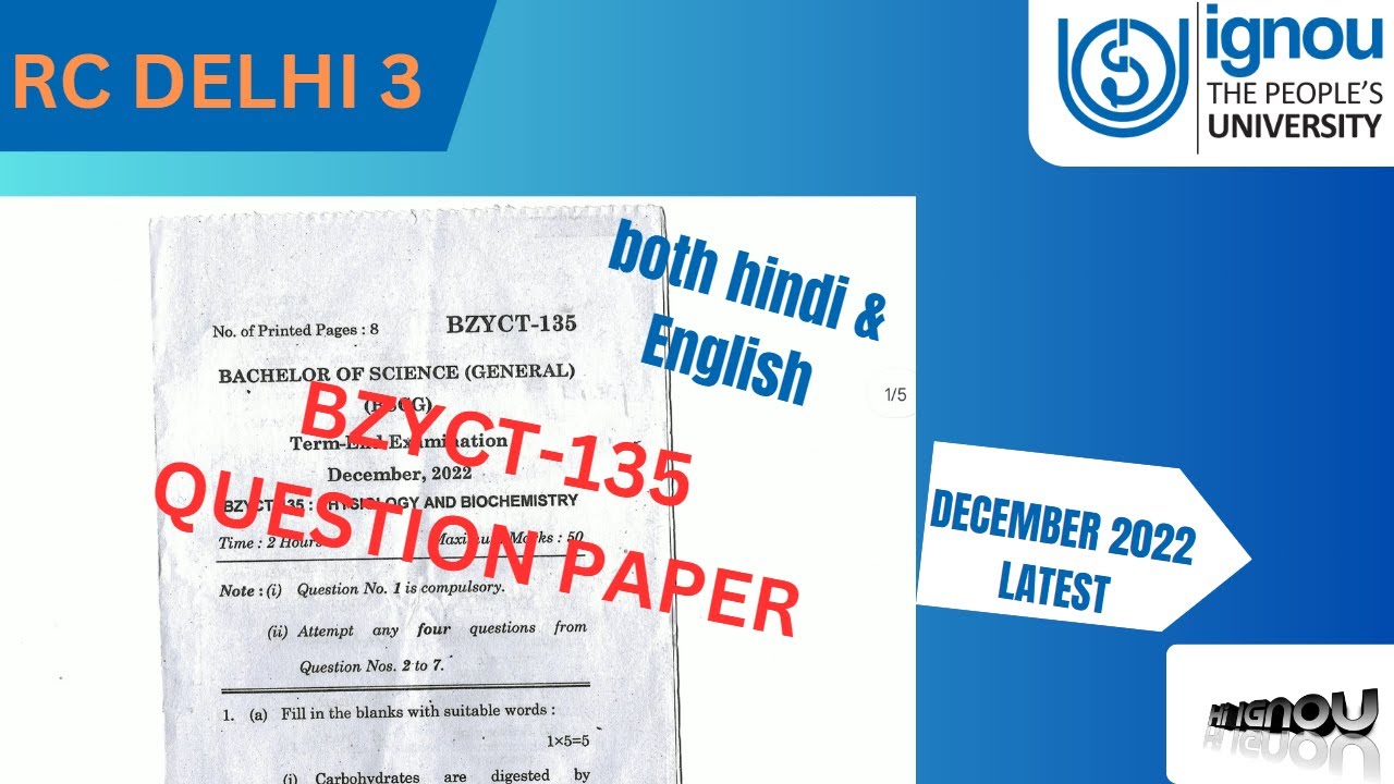 BZYCT-135 QUESTION PAPER in English and Hindi latest DEC2022