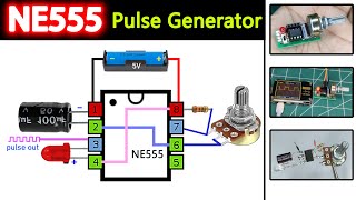 DIY Simple 555 Pulse Generator circuits || NE555 Frequency Adjustable Pulse Square Wave Generator