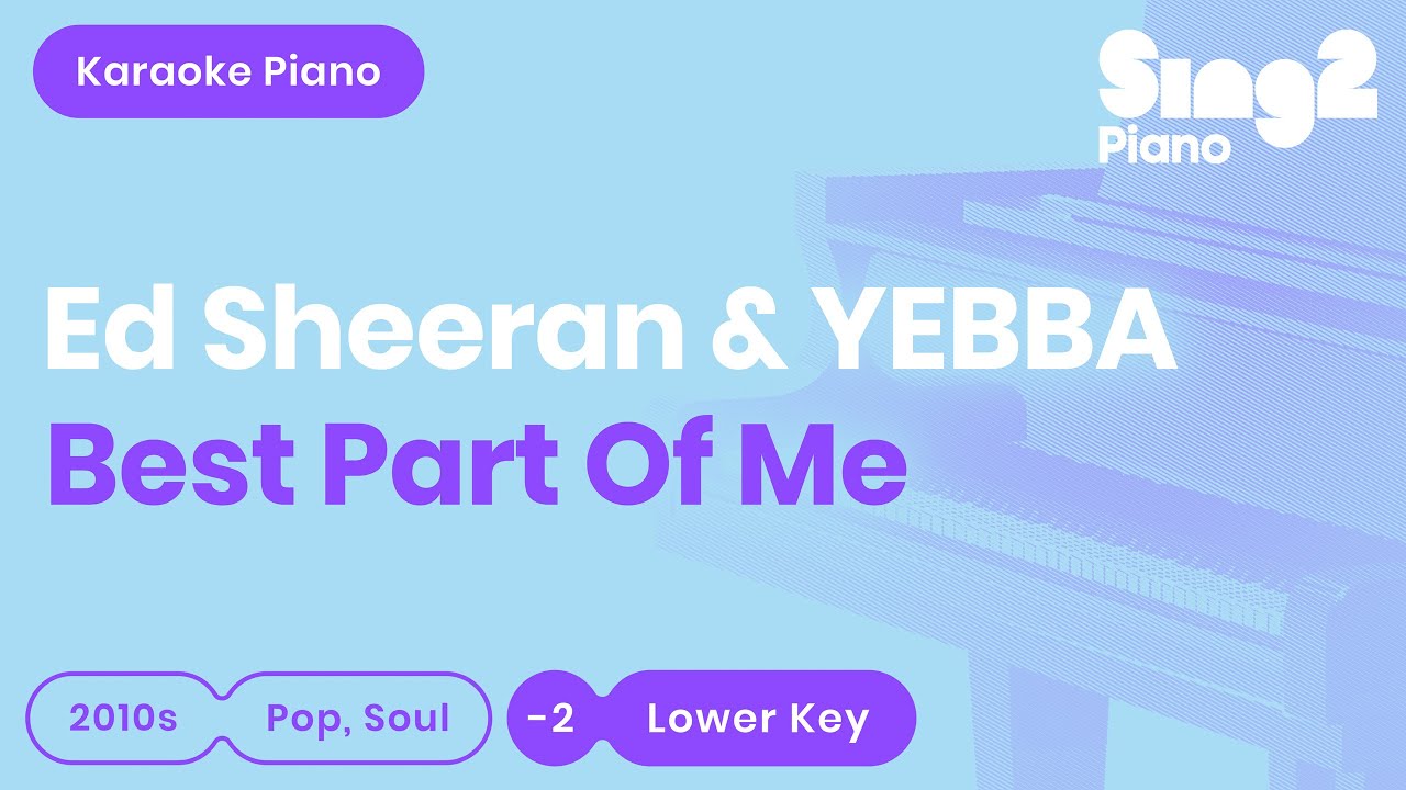 Ed Sheeran, YEBBA - Best Part of Me (Lower Key) Piano Karaoke