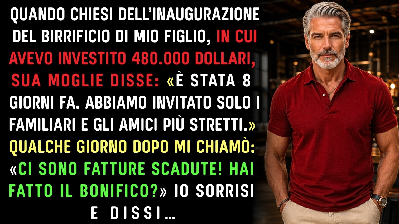 Mio figlio ha inaugurato il birrificio senza invitarmi. L’ho scoperto da un post. Quando l’ho chiamato, ha detto: «È stata otto giorni fa. Abbiamo invitato solo familiari e amici stretti.» Io...