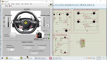 Control del circuito eléctrico de un vehículo (PROTEUS-LABVIEW ) comunicación serial Rs232