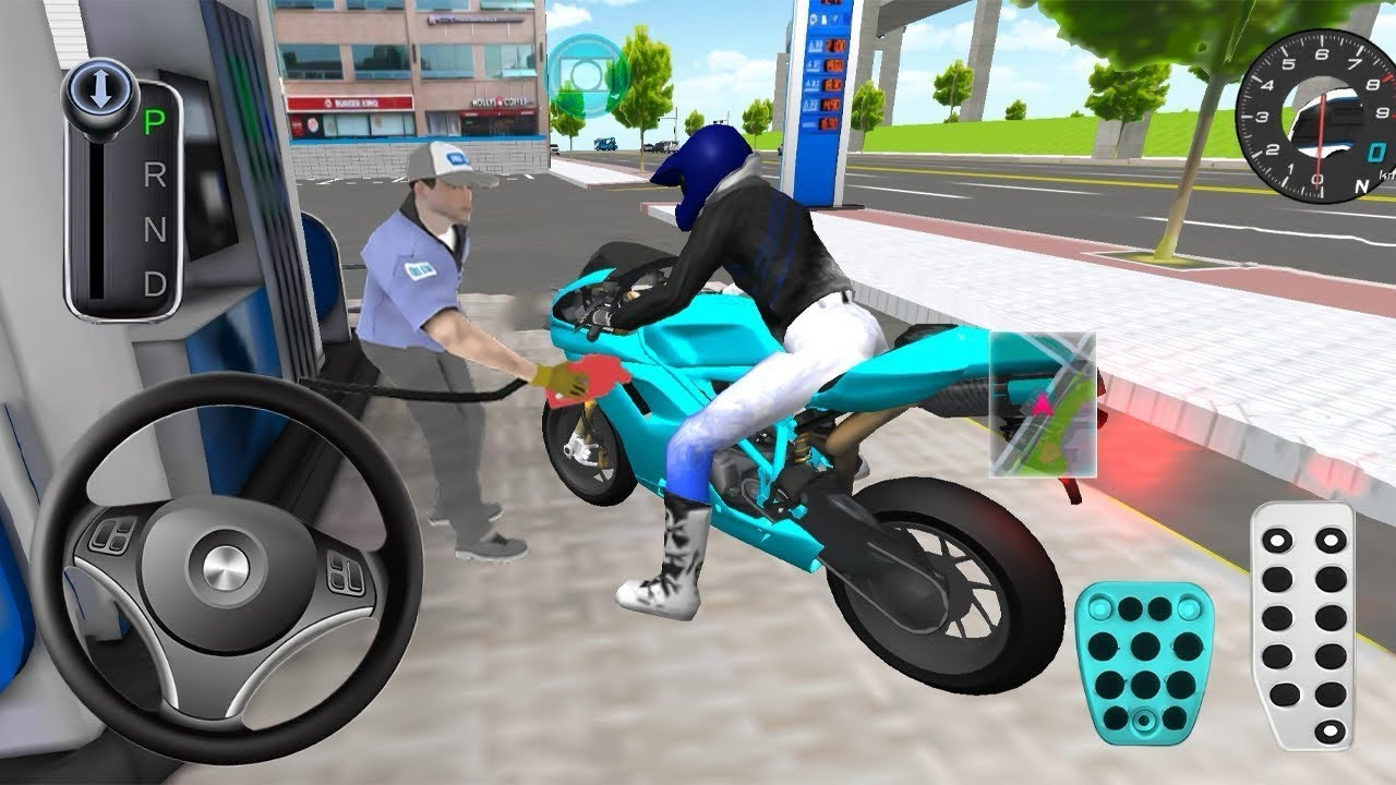 Blue Brand New Bike Gas Station 3d Driving Class android game play video || Car Game 