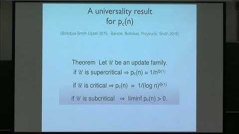 Prof. Fabio Martinelli | Bootstrap percolation and kinetically constrained spin models: critical...