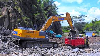 XCMG XE370CA Carves Solid Rock Wall To Open Massive Highway!