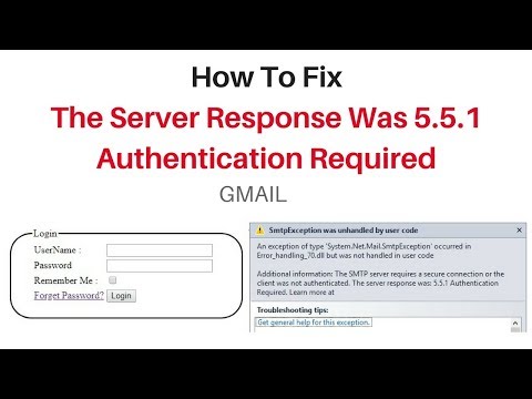 The server response was 5.5.1 Authentication Required gmail send asp.net