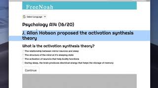 Psychology A14 1520 Who Proposed The Activation Synthesis Theory?
