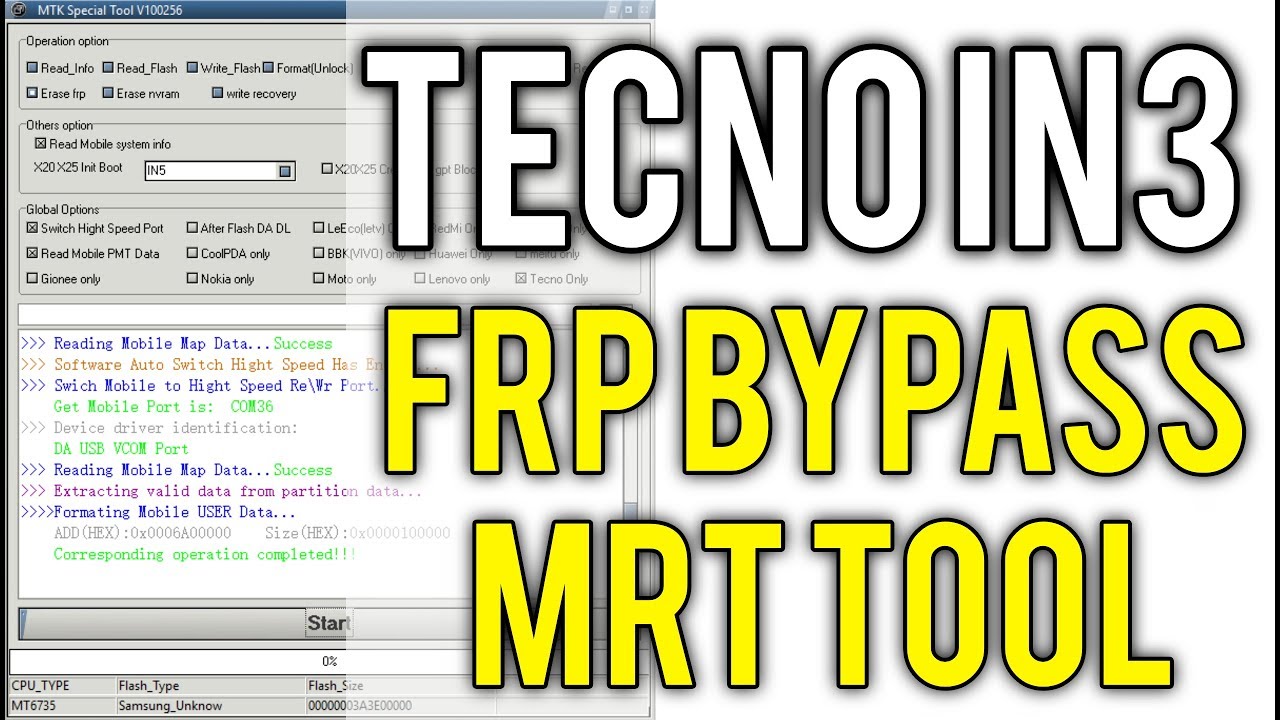Tecno IN3 Frp Bypass MRT Tool