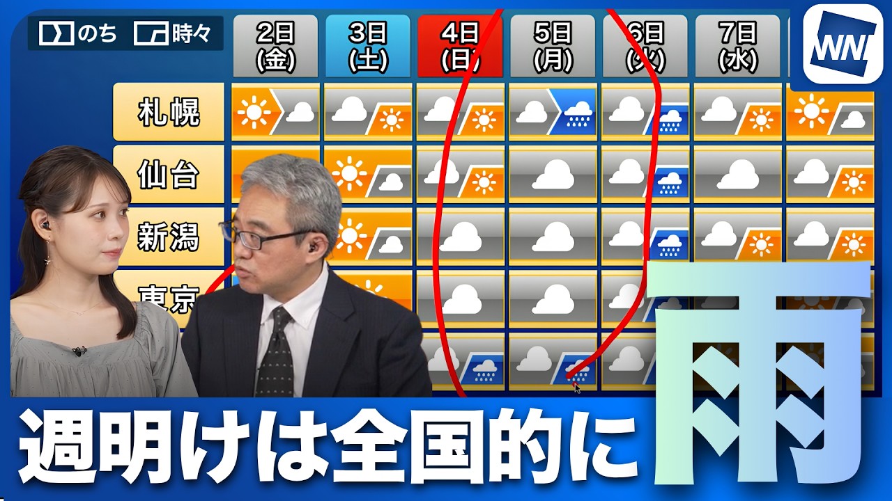 【雨情報】晴れは長続きせず週明けは全国的に雨