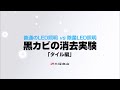 普通のLED照明 VS 除菌LED照明 黒カビの消去実験(タイル編)