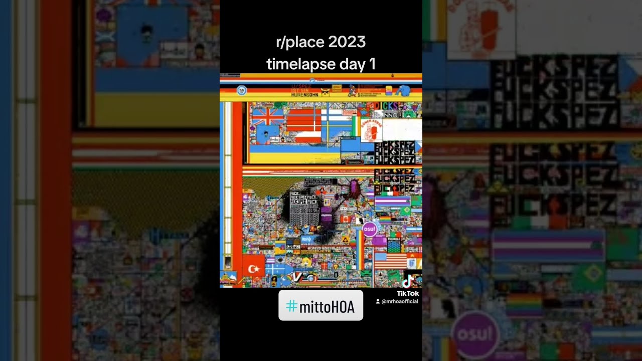 r/place 2023 timelapse day 1 