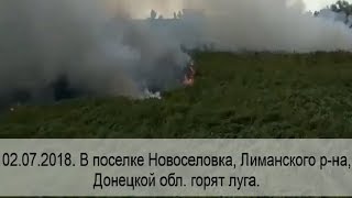 (02.07.2018) В поселке Новоселовка, Лиманского р-на, Донецкой обл. горят луга.
