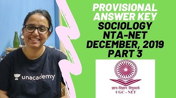Provisional Answer Key Part 3 | Sociology | UGC NTA-NET December, 2019