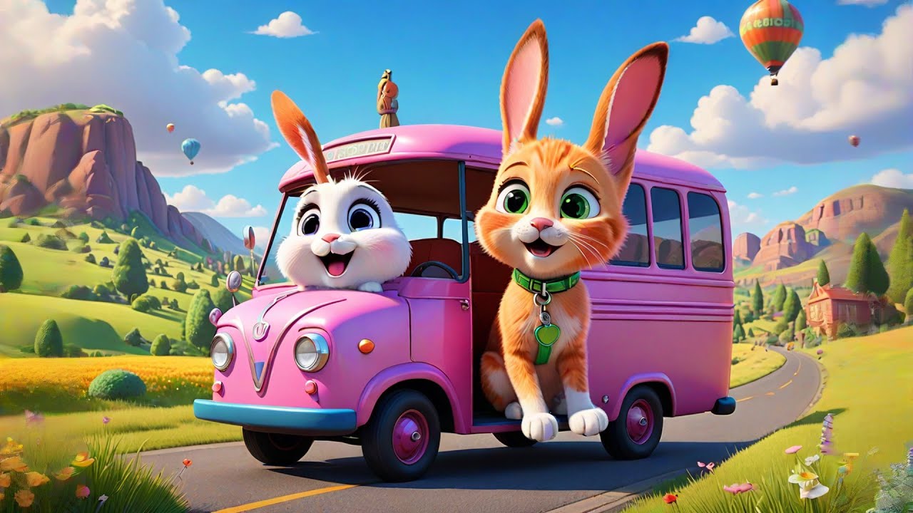 "Pink Bus Bunny Song 🚌🐰 | Learn Colors, ABC & Fun Adventure | Kids Cartoon Rhyme"
